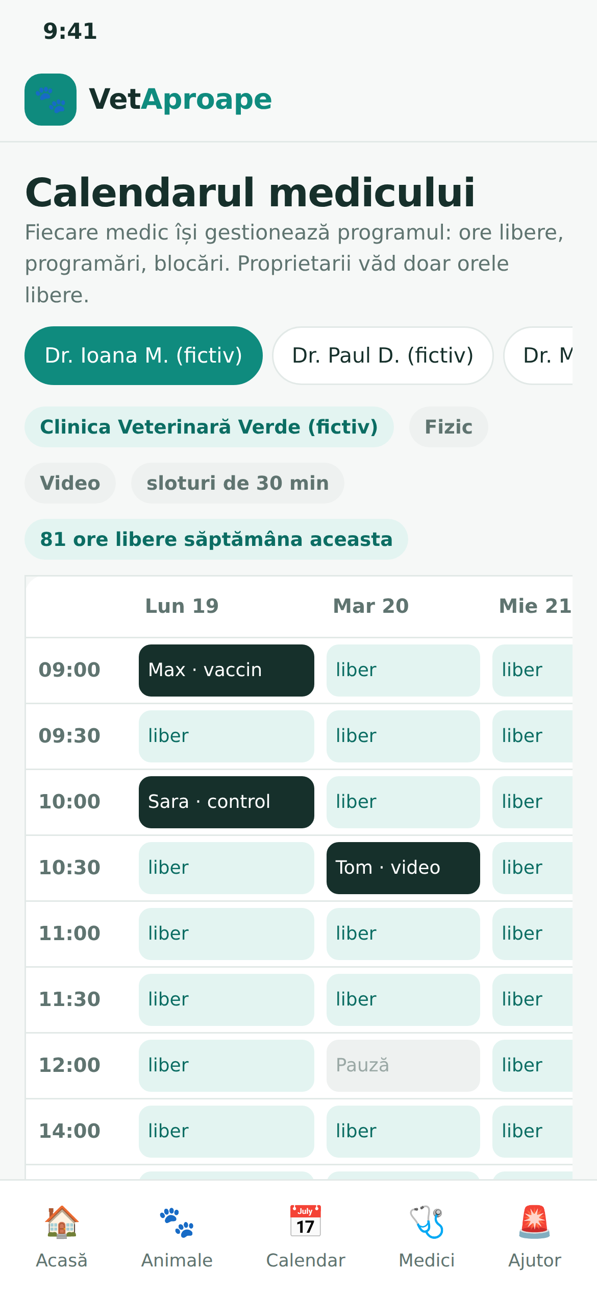 Calendarul medicului