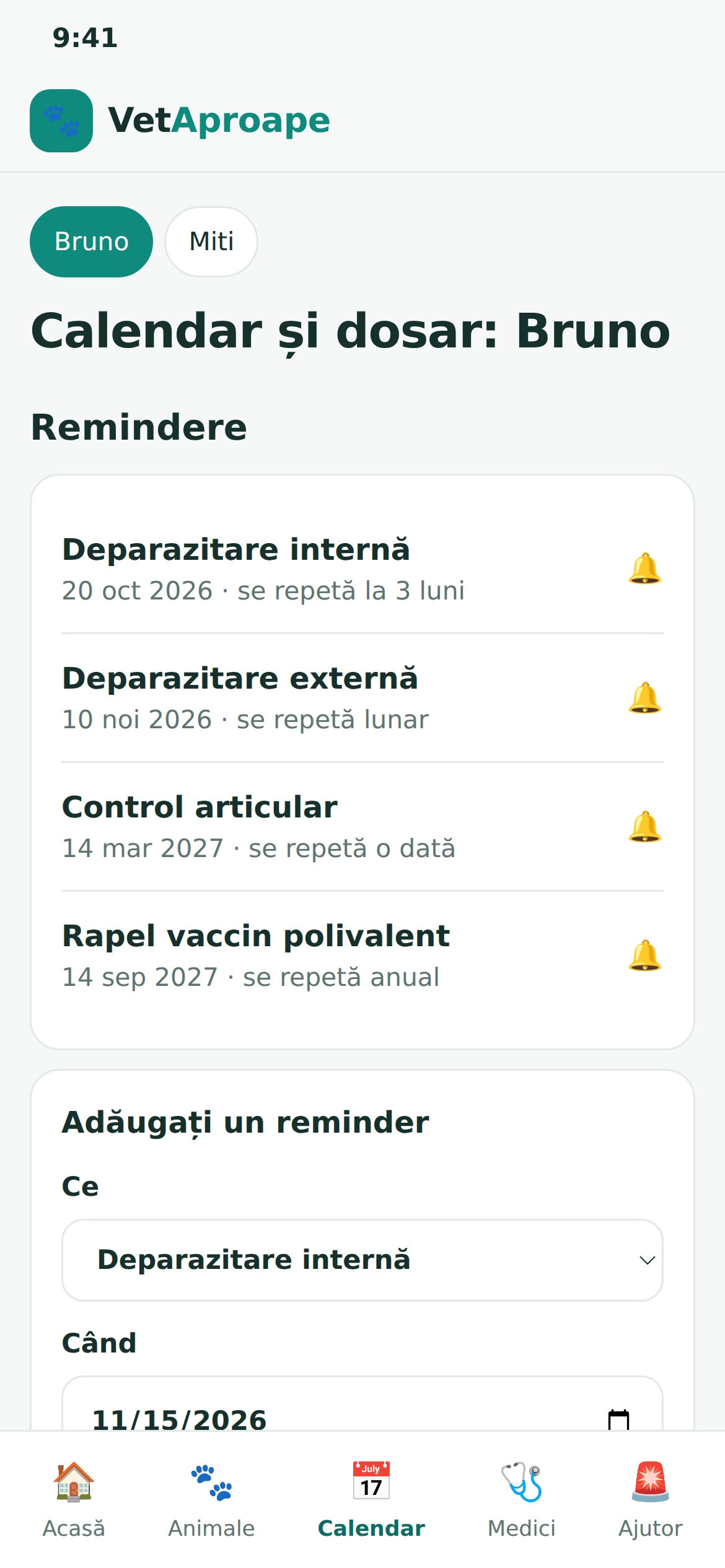 Istoricul medical al animalului