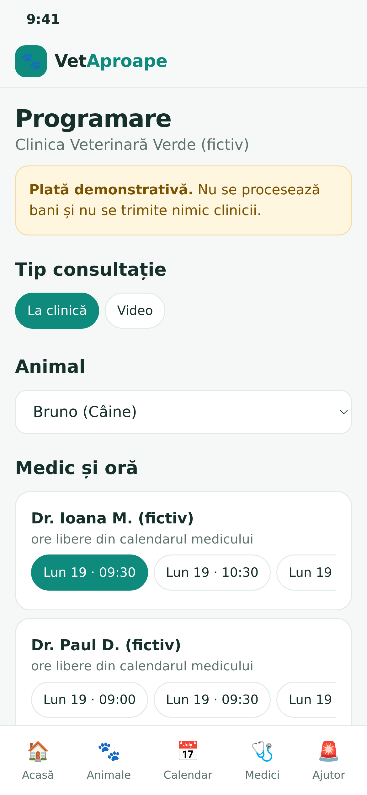 Ecranul de programare
